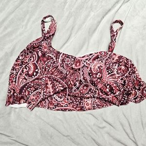 NWT Kona Sol Wine Paisley Swim Top, SizeL